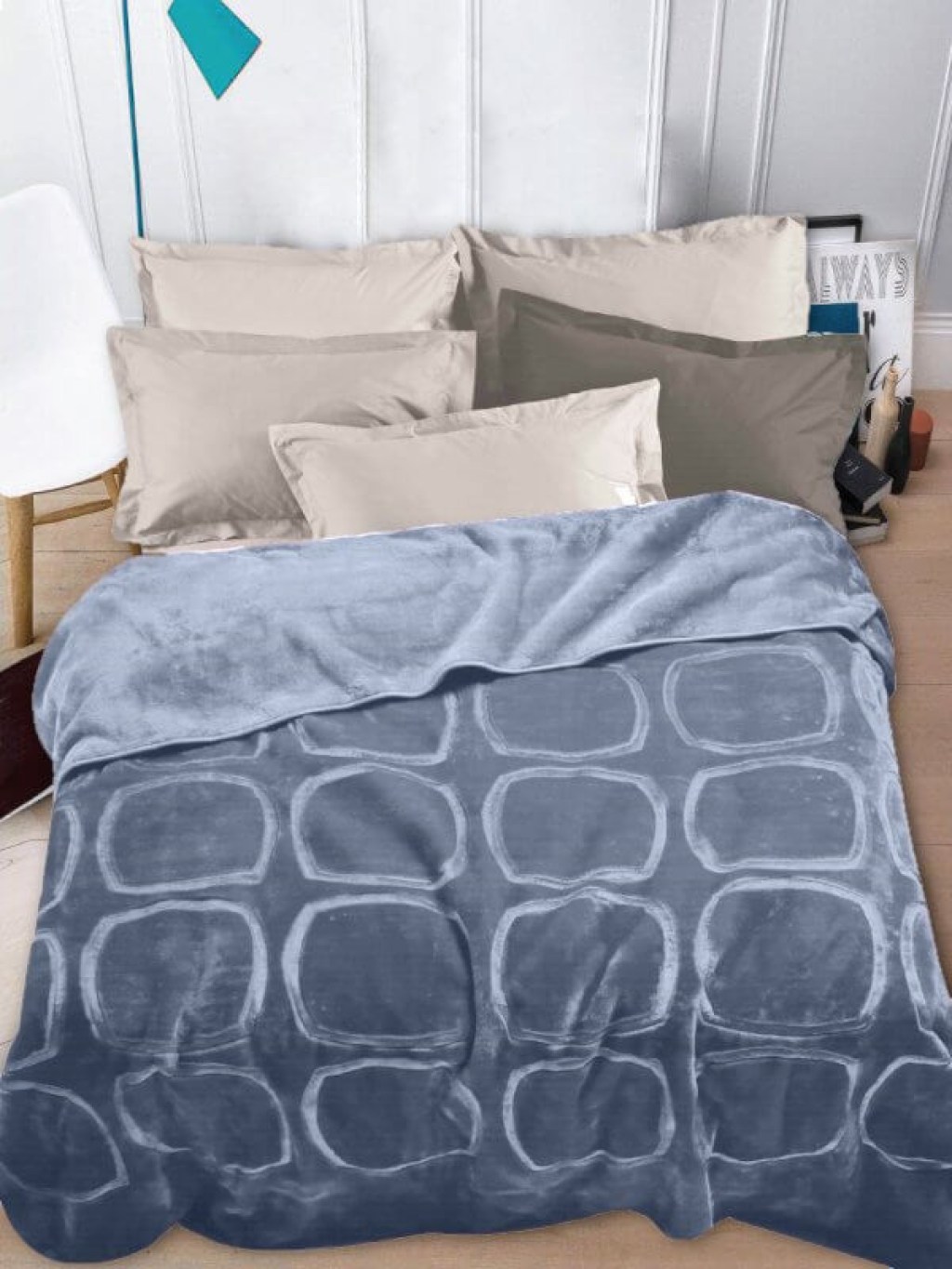 Κουβέρτα Βελουτέ Γκρι-Ασημί Soft Mink Γαρύφαλλο | Γαρύφαλλο - Λευκά Είδη